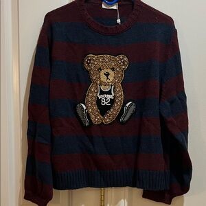Italian Striped Sweater bedazzled basketball Domrebel 82 Jersey Bear